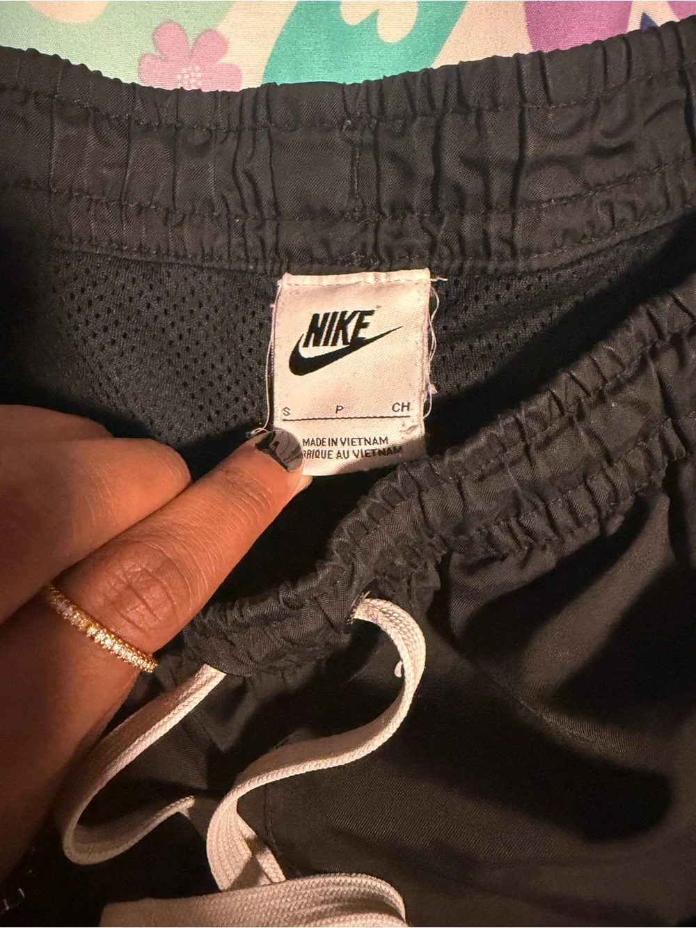 Mens Nike Black Shorts with White Drawstring